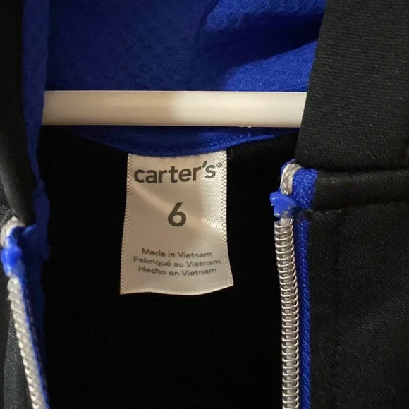 Carter’s Boys Full Zip Fleece Lined Hoodie Jacket Black Pockets size 6